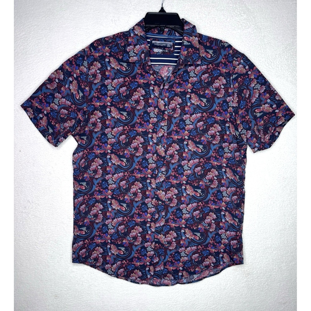 Denim & Flower Ricky Singh Paisley Floral Button Shirt Men's Large